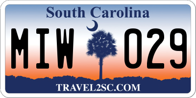 SC license plate MIW029