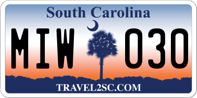 SC license plate MIW030