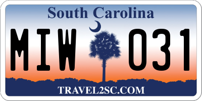 SC license plate MIW031
