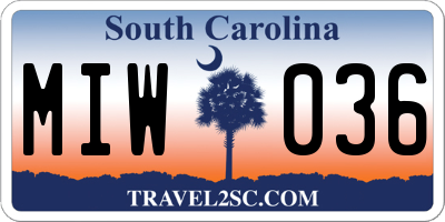 SC license plate MIW036
