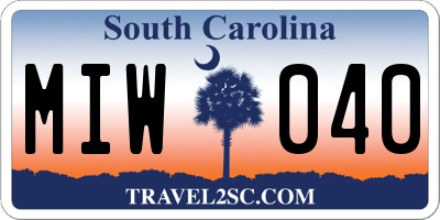 SC license plate MIW040