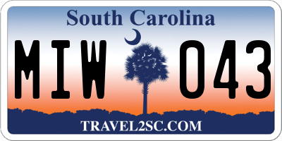 SC license plate MIW043