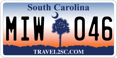 SC license plate MIW046