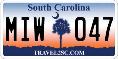 SC license plate MIW047