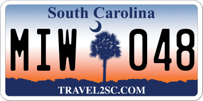 SC license plate MIW048