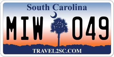 SC license plate MIW049