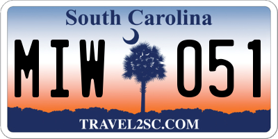 SC license plate MIW051