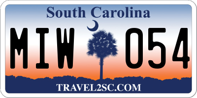 SC license plate MIW054