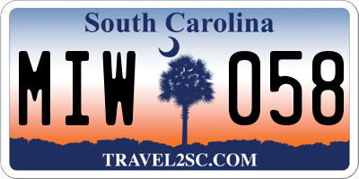 SC license plate MIW058