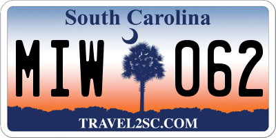 SC license plate MIW062