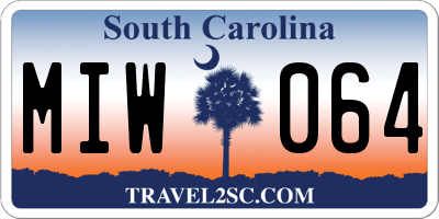 SC license plate MIW064
