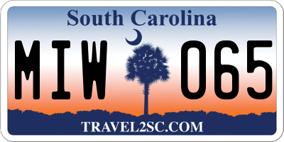 SC license plate MIW065