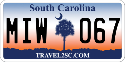 SC license plate MIW067