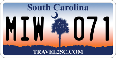SC license plate MIW071