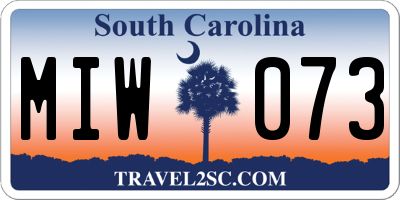 SC license plate MIW073