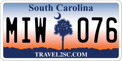 SC license plate MIW076