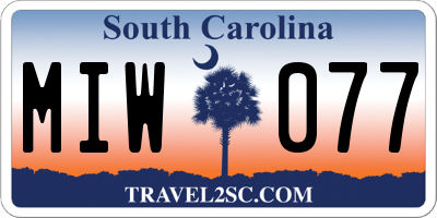 SC license plate MIW077