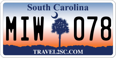 SC license plate MIW078