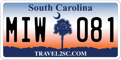 SC license plate MIW081