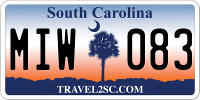 SC license plate MIW083