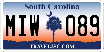 SC license plate MIW089