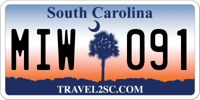 SC license plate MIW091