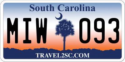 SC license plate MIW093
