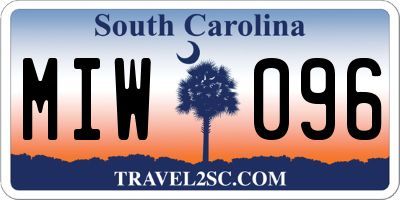 SC license plate MIW096