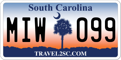 SC license plate MIW099