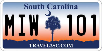 SC license plate MIW101