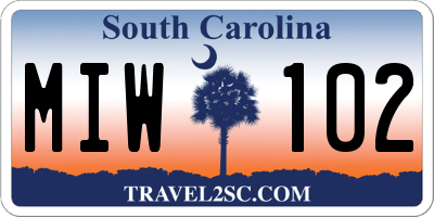 SC license plate MIW102