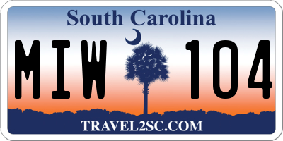 SC license plate MIW104