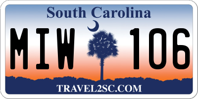 SC license plate MIW106