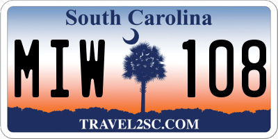 SC license plate MIW108