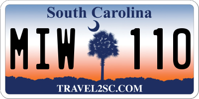 SC license plate MIW110