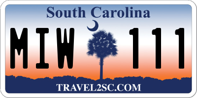 SC license plate MIW111