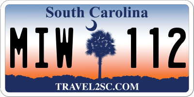 SC license plate MIW112