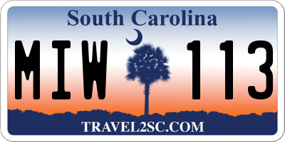 SC license plate MIW113