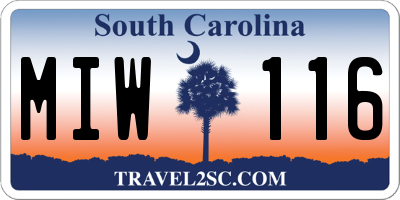 SC license plate MIW116