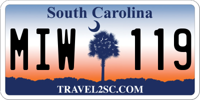 SC license plate MIW119
