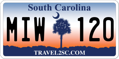 SC license plate MIW120