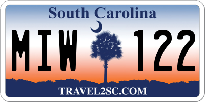 SC license plate MIW122