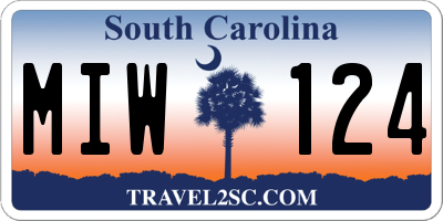 SC license plate MIW124