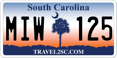 SC license plate MIW125