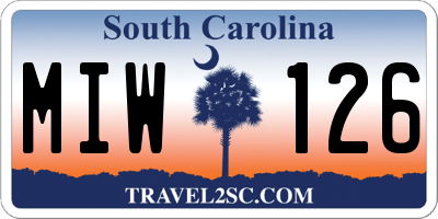 SC license plate MIW126