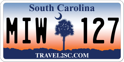 SC license plate MIW127