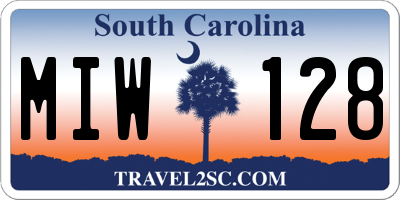 SC license plate MIW128