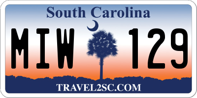 SC license plate MIW129