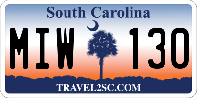 SC license plate MIW130
