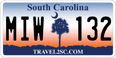 SC license plate MIW132